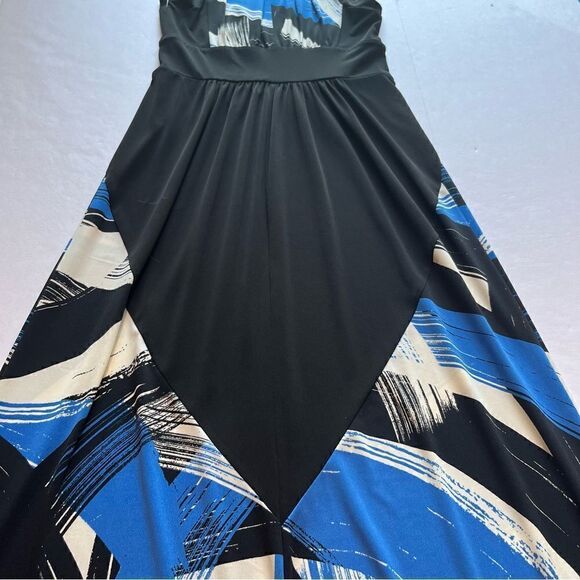 London Style Collection Women's Long Sleeveless Dress Black/Blue/Wht Size XS - Picture 13 of 14